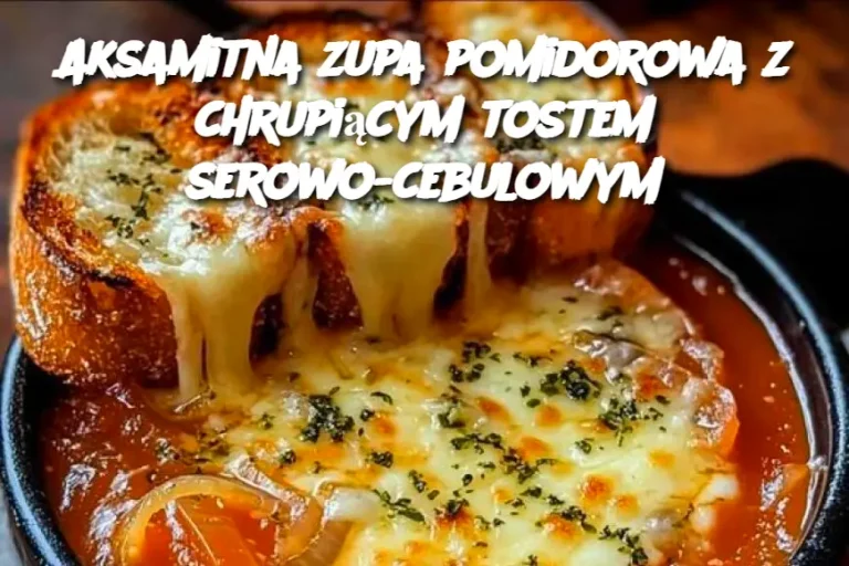 Aksamitna zupa pomidorowa z chrupiącym tostem serowo-cebulowym