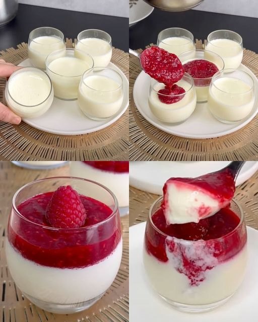 Aksamitna Panna Cotta z Malinami – Delikatny Deser, Który Oczaruje Twoje Podniebienie!”