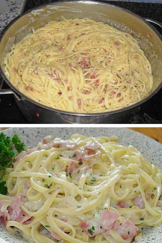 Spaghetti z łososiem carbonara