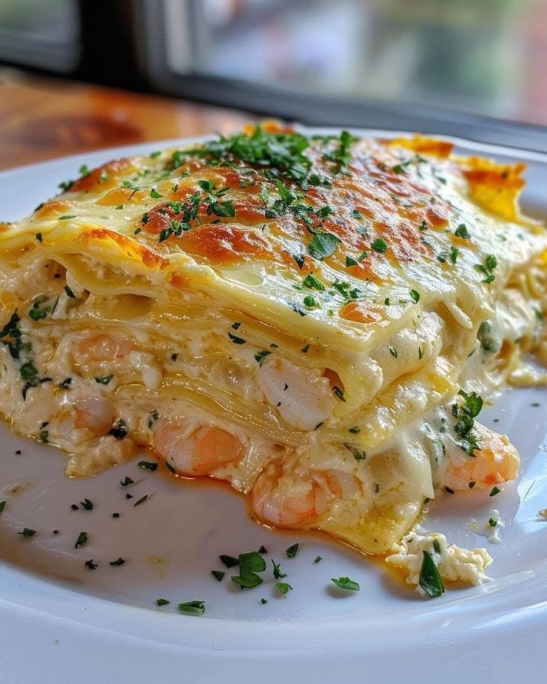 Lasagne z krewetkami scampi z czosnkiem i masłem