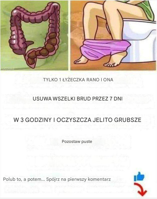 Oczyszczanie odpadów jelita grubego.