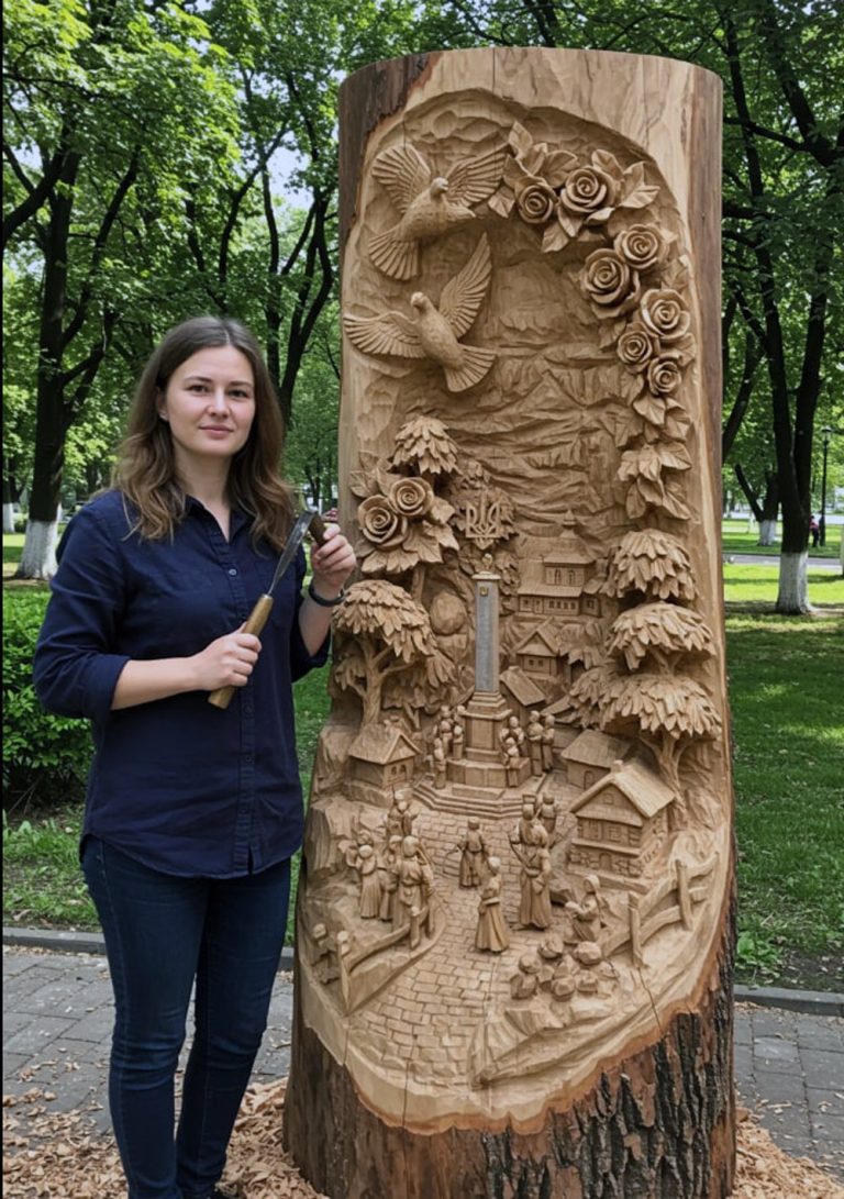 Od dzieciństwa Maria uczyła się rzeźbienia w drewnie od swojego ojca. Pracowała nad tym dziełem przez cały rok.