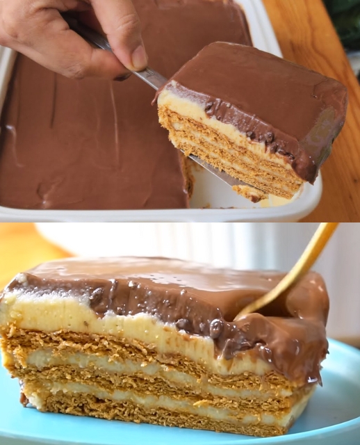 PRZEPIS NA CIASTO BOSTOŃSKIE Z KREMEM BEZ PIECZENIA