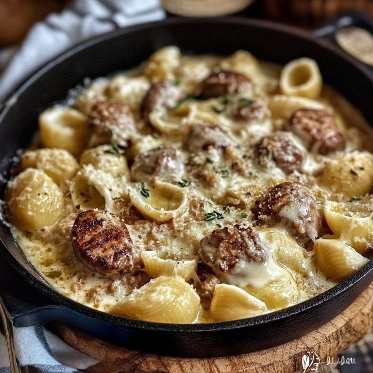 Makaron z muszlami i wołowiną w kremowym sosie parmezanowo-czosnkowym!