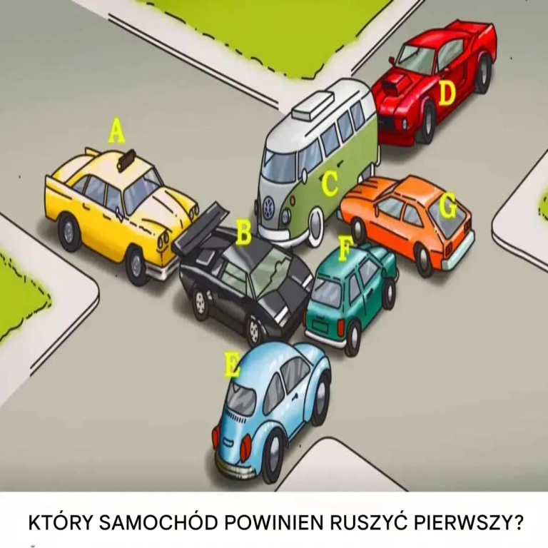 Który samochód powinien ruszyć jako pierwszy, aby opuścić korek? Czy potrafisz rozwiązać tę zagadkę?
