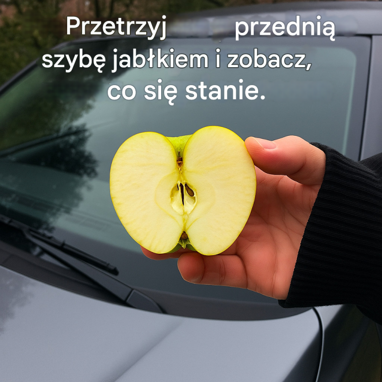 Przetrzyj przednią szybę jabłkiem i zobacz, co się stanie.
