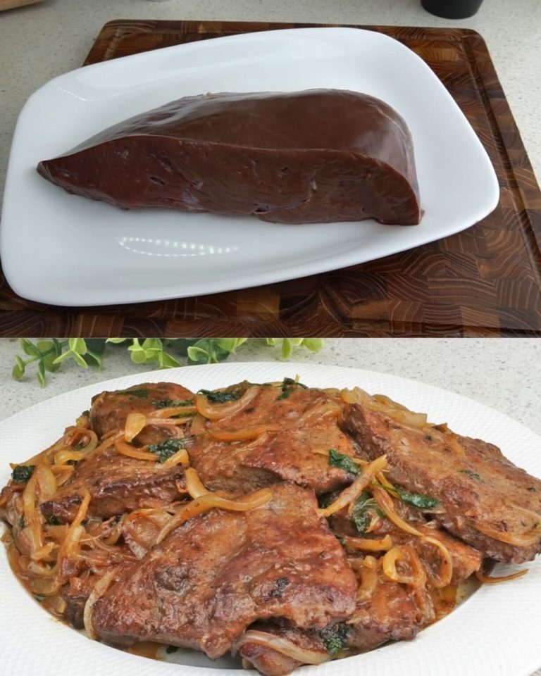 Smażona na patelni wątróbka wołowa z cebulą i chrupiącymi ziemniakami