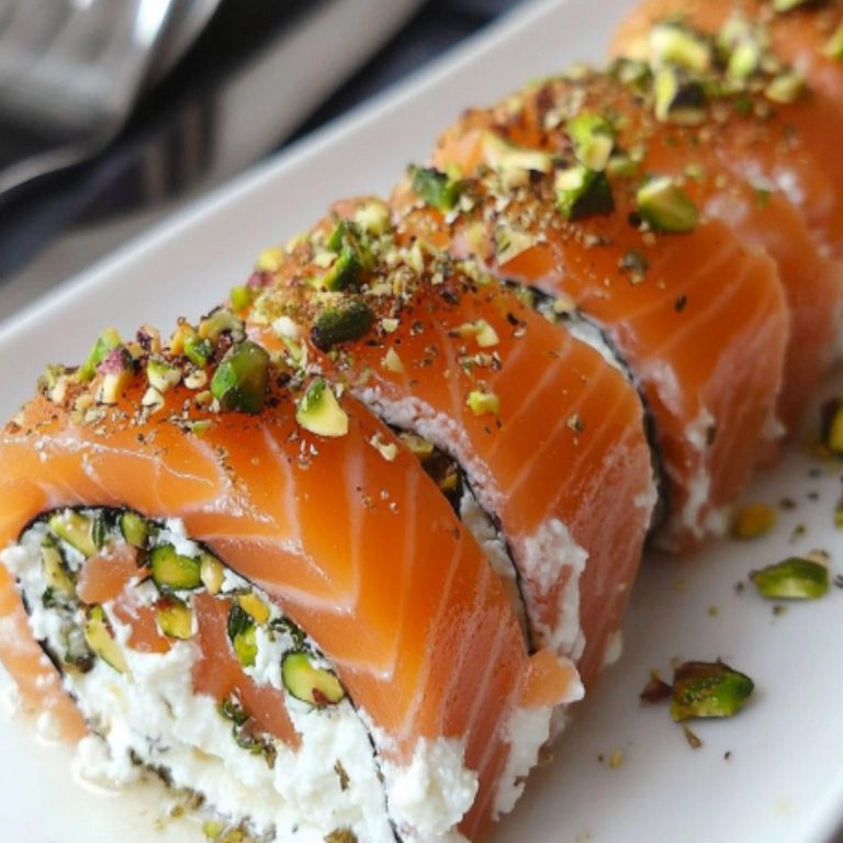 Rolada z łososiem, ricottą i pistacjami