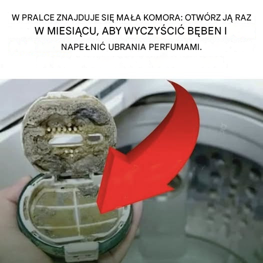 W pralce znajduje się mała komora: otwórz ją raz w miesiącu, aby wyczyścić bęben i nadać ubraniom zapach