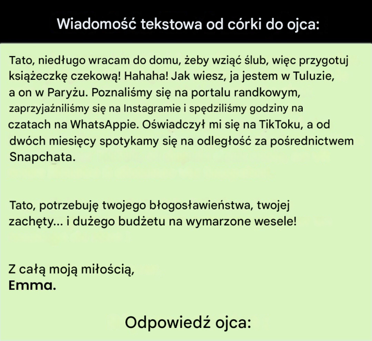 Wiadomość młodej dziewczyny do jej ojca...