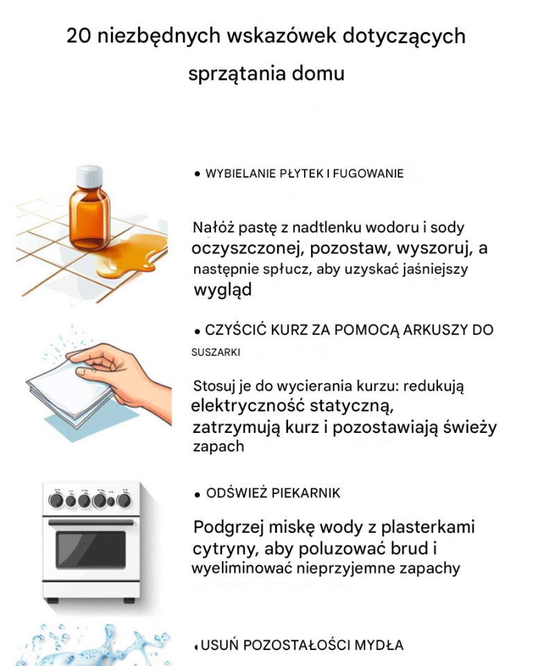 20 wskazówek dotyczących sprzątania domu