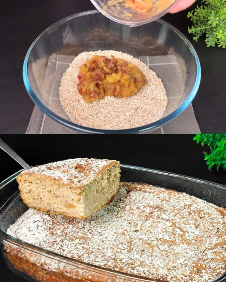 Pieczona owsianka z jabłkiem, bananem i orzechami włoskimi