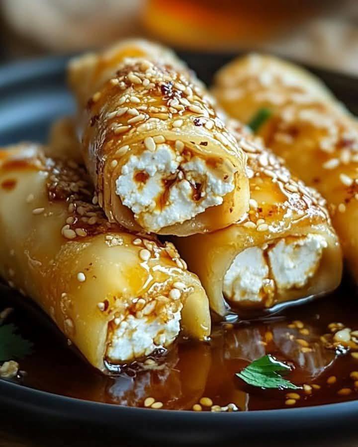 Roladki z fety smażone w piekarniku z chili i miodem