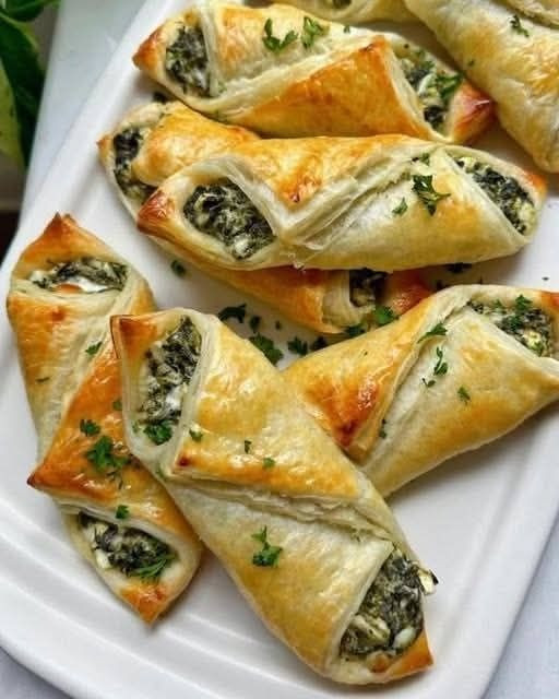 Ciasto francuskie ze szpinakiem i serem