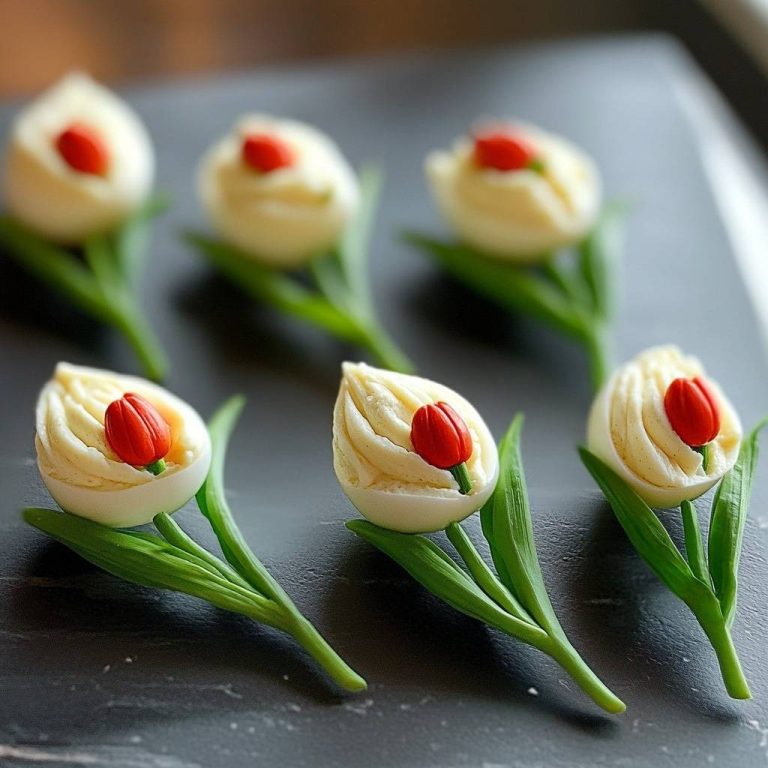 Przystawki w postaci jajek z kwiatów tulipana