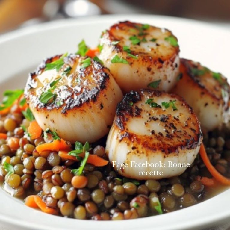 Smażone przegrzebki na soczewicy (dla 4 osób)