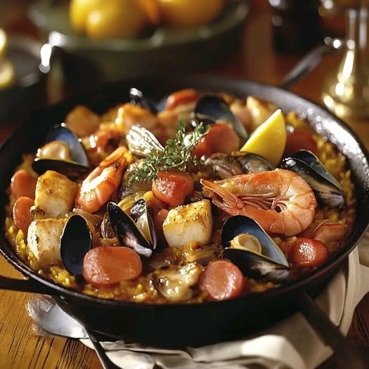 Paella z owocami morza