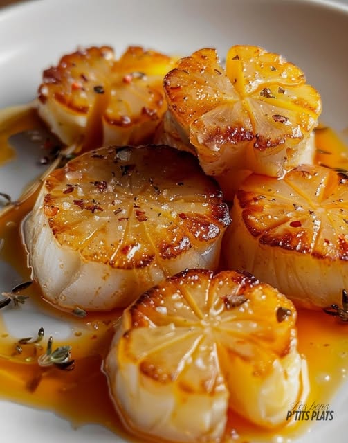 » Glazurowane przegrzebki z mandarynką, miodem i imbirem