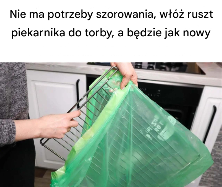 Nie ma potrzeby szorowania, włóż ruszt piekarnika do torby, a będzie jak nowy