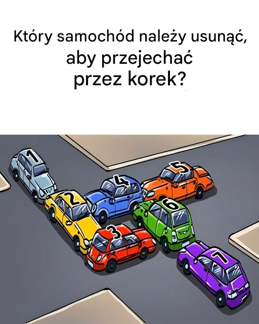 Który samochód należy usunąć, aby przejechać przez korek?