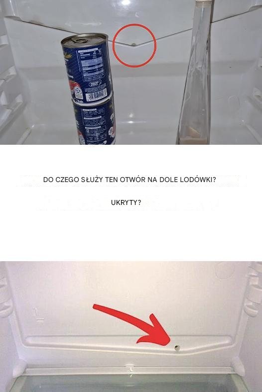 Do czego służy ten ukryty otwór na dole lodówki?