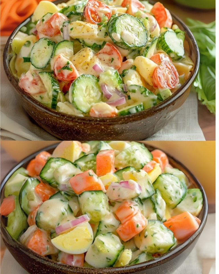 Świeża i chrupiąca sałatka ogórkowa Składniki dla 4 osób: