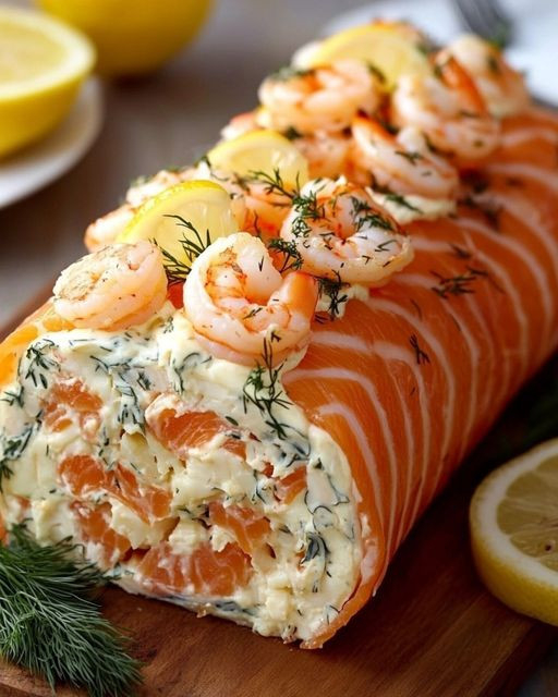 Morskie Smaki na Talerzu: Wyjątkowa Kłoda z Krabem, Wędzonym Łososiem i Krewetkami