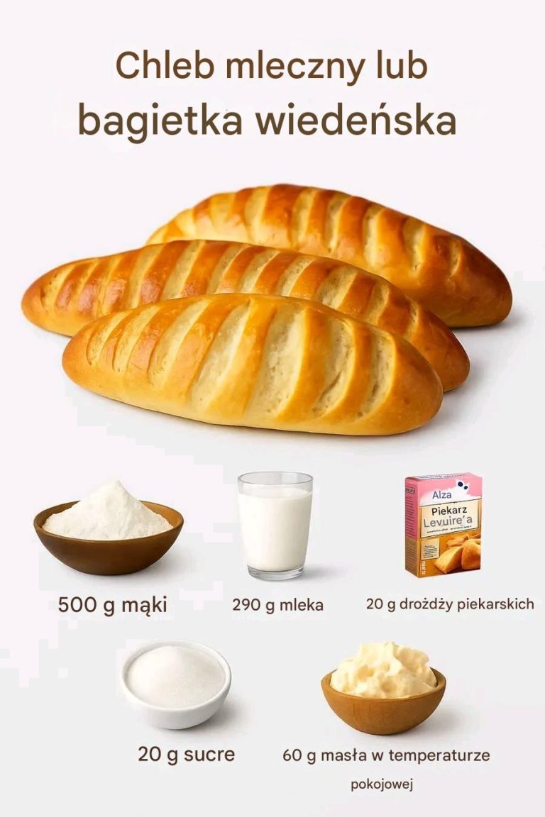 Ultramiękki chleb mleczny (lub bagietka wiedeńska) – lekki, złocisty i nieodparty na śniadanie