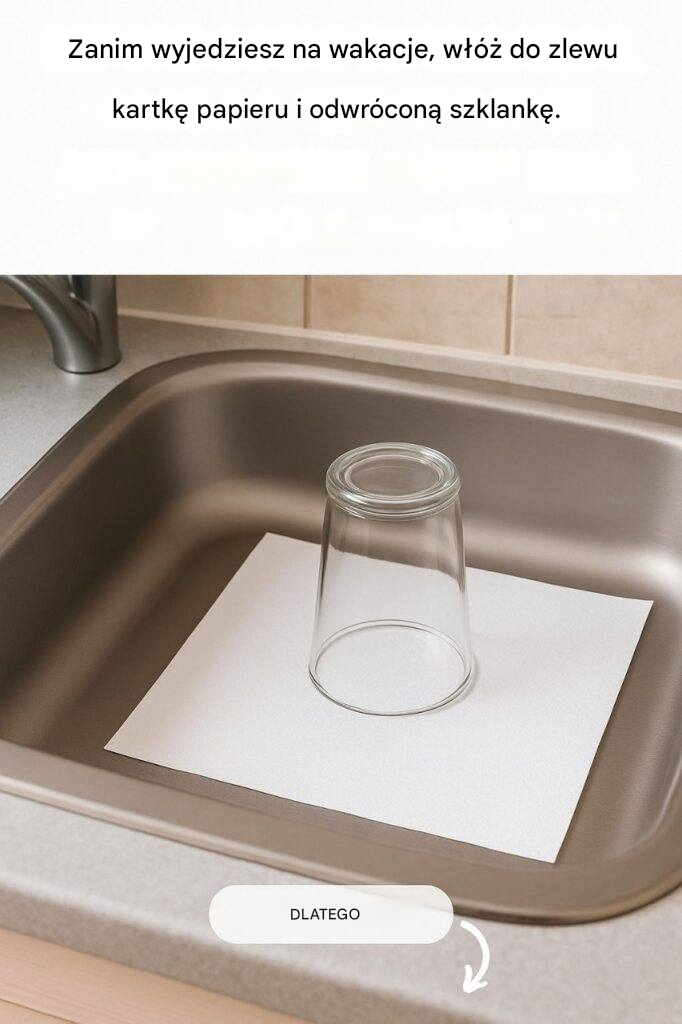 Dlatego zawsze powinieneś zostawić do góry nogami szkło i kawałek papieru w zlewie przed wyjazdem na wakacje