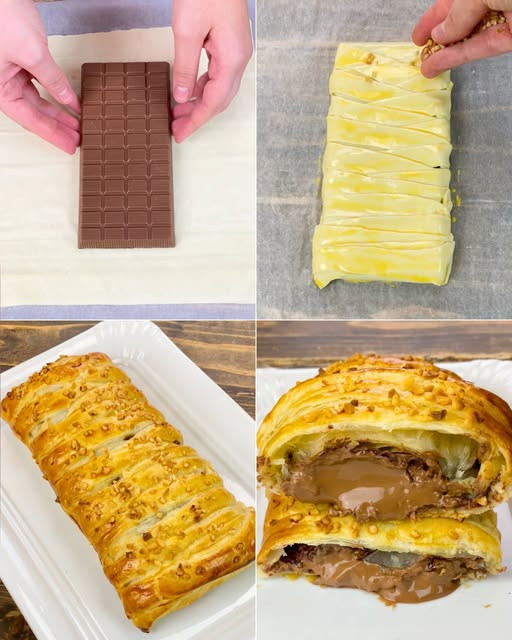 tabliczka czekolady i ciasto francuskie,